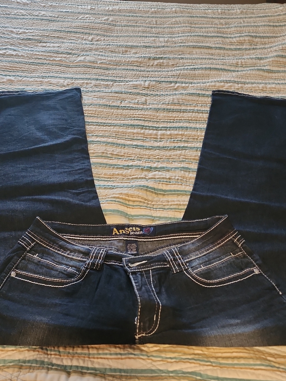 Angels Jeans Dark Blue Bootcut Jeans with Contrast Stitching